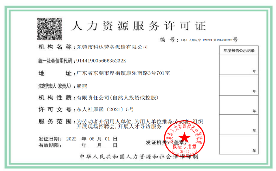 人力資源服務(wù)許可證